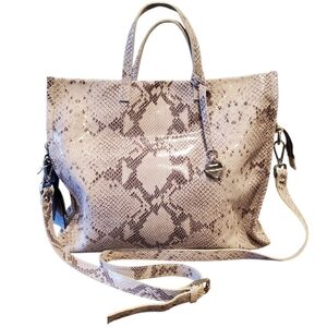 Laura Di Maggio Milano Italy Genuine Leather Large Snakeskin Handbag Purse NWT